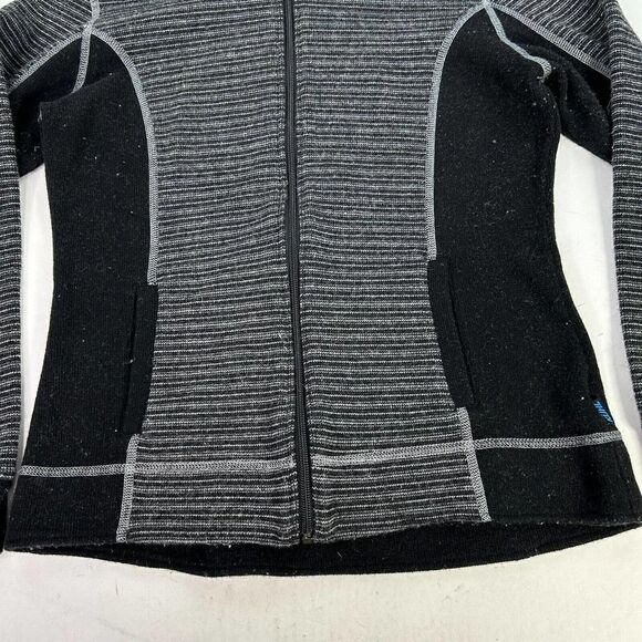 Kuhl Women’s Chianti Fleece Sweater Size S GRAY BLACK Full Zip Hooded Wool Blend - Picture 9 of 11